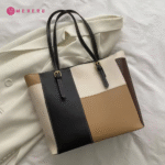 PU Leather Patchwork Tote Bag - Image 3